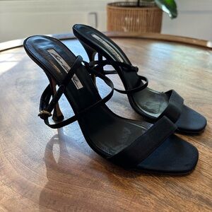 Brian Atwood Womens Strappy Heels Open Toe Stiletto Heels Career Black Size 39